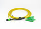 สีเขียว MPO MTP สายเคเบิล 8 สายไฟเบอร์ออปติก Core MPO ไปยัง LC Patch Trunk Cable สำหรับ CATV