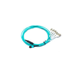 4 Duplex MPO MTP Cable, สายเคเบิลไฟเบอร์ออปติกที่มีความยาวตามความต้องการที่กำหนดเองพร้อมด้วย Aqua Color