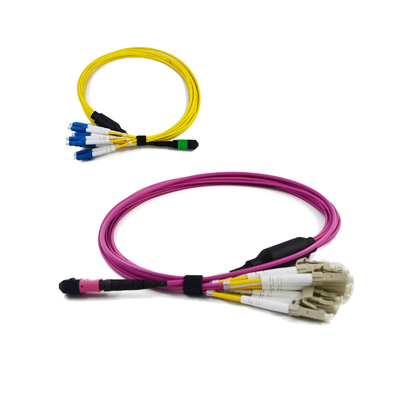 ซื้อ สายเคเบิล MTP MTP PDL ต่ำขนาดกะทัดรัด MTP / MPO - LC Fan Out สายจัมเปอร์ไฟเบอร์ QSFP online manufacture