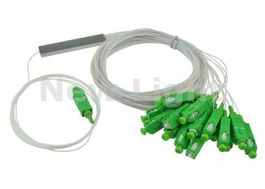 ซื้อ เส้นผ่านศูนย์กลาง 0.9 มม. มินิ 1x16 PLC Splitter, E-Gpon โหมดแยกชิ้นเดียว SC APC Splitter online manufacture