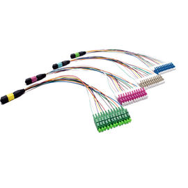 ซื้อ 12 ไฟเบอร์ Fan Out MTP MPO สายเคเบิล OM3 / OM4 สำหรับ Cassette แบบ Interconnect online manufacture