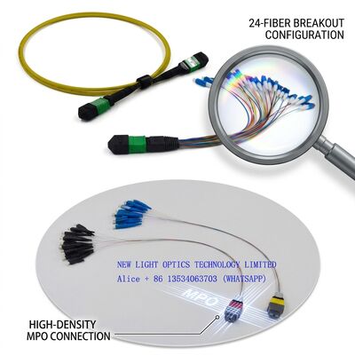ซื้อ ความสูญเสียการใส่ที่ต่ําสุด MPO MTP Patch Cord ≤0.35dB 3.0mm LSZH 12-Fiber สําหรับศูนย์ข้อมูลความถี่สูง 10G 40G 100G online manufacture