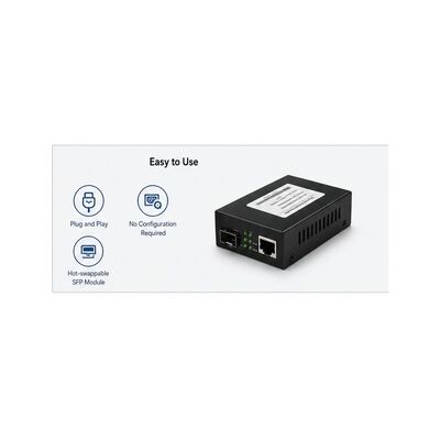 ซื้อ เครื่องแปลงสื่ออุตสาหกรรม Gigabit SFP พร้อมพลังงานเรดอนเดนต์ DC 12-48V สองแบบ, ป้องกัน IP40 และอุณหภูมิการทํางาน -40 °C ถึง 85 °C online manufacture