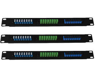 ซื้อ เหล็กแผ่นรีดเย็น FTTH แผงแพทช์ไฟเบอร์ออปติก LC SC E2000 สำหรับกรอบการกระจาย 1U online manufacture