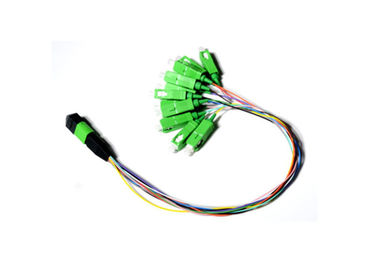 ซื้อ 0.9 มิลลิเมตร 12 ไฟเบอร์ Fan Out ออปติกสายแพทช์ / โมดูลง่าย MPO APC ชายกับ SC APC online manufacture
