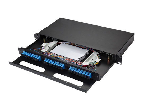 ซื้อ 19 นิ้ว 24 Port Slide-out Drawer Enclosure สายไฟเบอร์ออปติก เทอร์มินัล กล่องสําหรับศูนย์ข้อมูลและการติดตั้งที่ปิดก่อน online manufacture