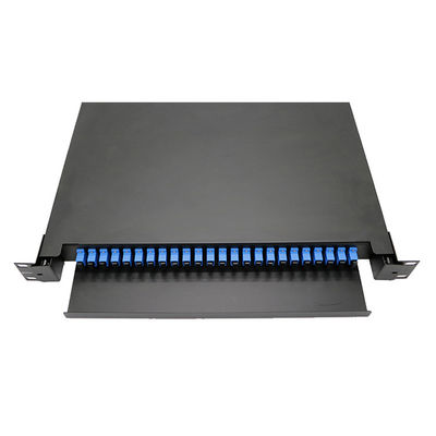 ซื้อ 24 Port SC Type 1U Rack Mount Fiber Optic Patch Panel กับการออกแบบแบบการดึงและผลักสําหรับการจัดการสายเคเบิล online manufacture
