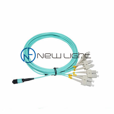 ซื้อ สาย MPO หญิงไป 4 DX SC OM3 สายไฟเบอร์ออปติก Multimode ด้วยสาย LSZH Jacket MPO online manufacture