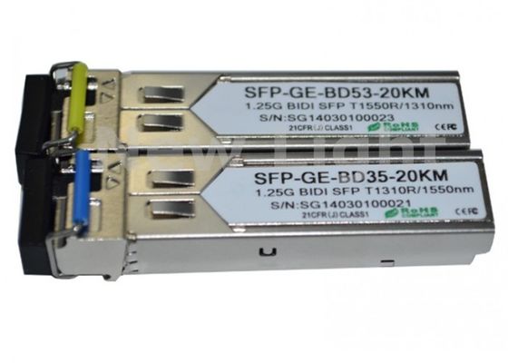 ตัวรับส่งสัญญาณ SFP โหมดเดี่ยว 1.25Gbps 20km พร้อมการตรวจสอบการวินิจฉัยดิจิทัลสำหรับเครือข่ายใยแก้วนำแสง