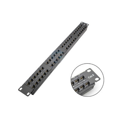 24 Port 1U Height RJ45 Patch Panel ด้วยโครงสร้างโลหะสําหรับเครือข่าย Ethernet ที่ติดตั้งในราค