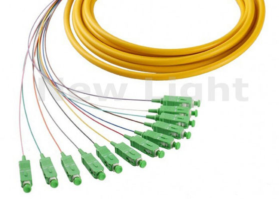 1 เมตร Single Mode SC APC 12 Core Fiber Optic Pigtail สําหรับการส่งข้อมูลความเร็วสูง