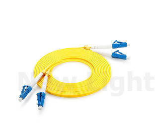 LC - LC โหมดเดี่ยว 9/125 สายเคเบิลไฟเบอร์ออปติกพีวีซีสีเหลืองคู่ไฟเบอร์ 2.0 / 3.0 มม