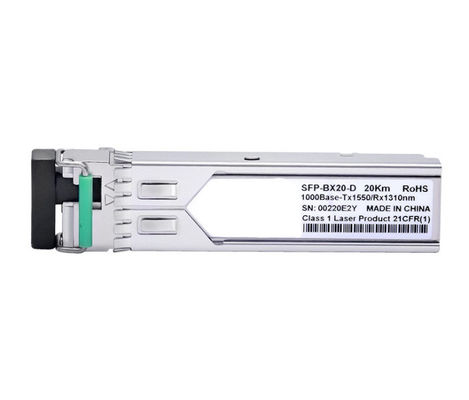 โมดูลรับส่งสัญญาณไฟเบอร์ออปติก 1.25G SFP พร้อมระยะทาง 20KM และการใช้พลังงานต่ำ