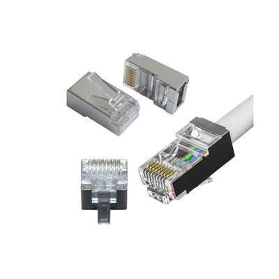เครื่องเชื่อม OEM CAT7 RJ45 พร้อมขั้วเฟอริท สําหรับความกว้างแบนด์เวท 600MHz และเสียงข้ามเสียงต่ํา