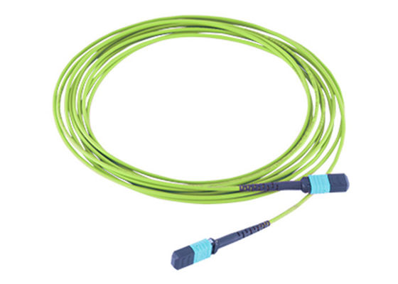 สายแพทช์ออปติก OM5 Fiber 12 Core MPO MTP Trunk Cable สีเขียวมะนาว
