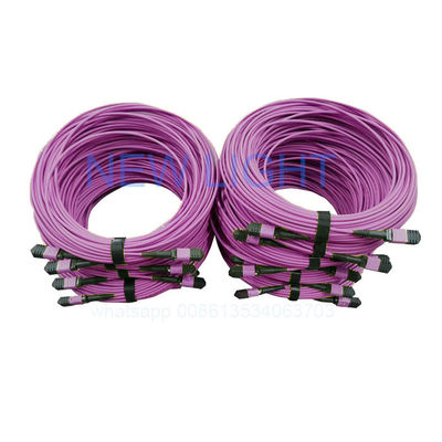 OM4 12 Core MPO MTP Cable ที่สามารถปรับความยาวได้สําหรับศูนย์ข้อมูลความหนาแน่นสูง