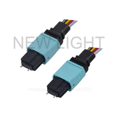 สายเคเบิล MPO MTP ตัวเมียเป็น LC 8-STRAND โหมดเดี่ยว 50µm 12 Core PLENUM สำหรับ 40G/100G Ethernet