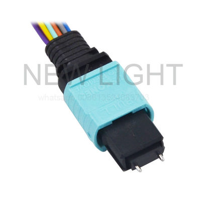 MTP เพศหญิงสู่ LC MPO MTP Cable 8-Strand Breakout OM3 50μm Plenum เรตติ้งสําหรับเครือข่ายความจุสูง