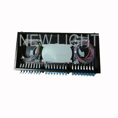 1U Rack Mounted 48 Port LC Fiber Optic Patch Panel สําหรับการจัดการไฟเบอร์ OM3/OM4 มัลติโมด
