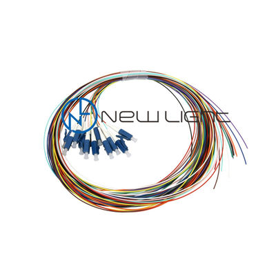 12 คอร์ 1.5M LC Fiber Optic Pigtail พร้อม Insertion Loss 0.3dB สำหรับเครือข่ายโทรคมนาคม